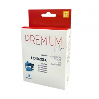 Brother LC402XLCS. Cartouche d'encre compatible, rendement élevé. Cyan Premium Ink