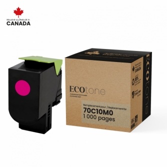 Lexmark 701M (70C10M0). Cartouche de toner réusinée. Magenta. Ecotone
