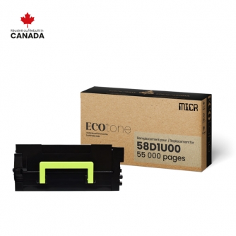 Lexmark 58D1U00. Cartouche de toner MICR réusinée. Rendement Ultra élevé. Noir. Ecotone