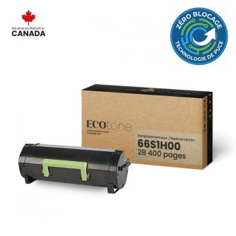 Lexmark 66S1H00. Cartouche de toner réusinée ZÉRO BLOCAGE. Rendement élevé. Noir Ecotone