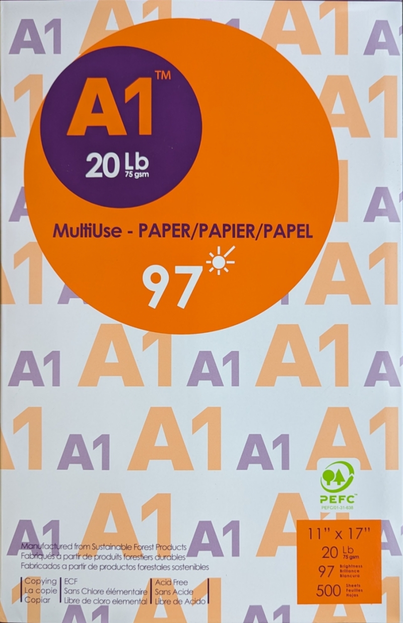 Papier multiusage A1 Paper, 20 lb, 11 po x 17 po, 500 feuilles PA31-R